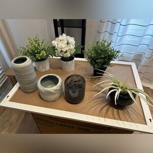 Various fake plants/pots